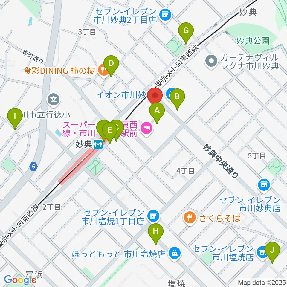 イオンシネマ市川妙典周辺のカフェ一覧地図