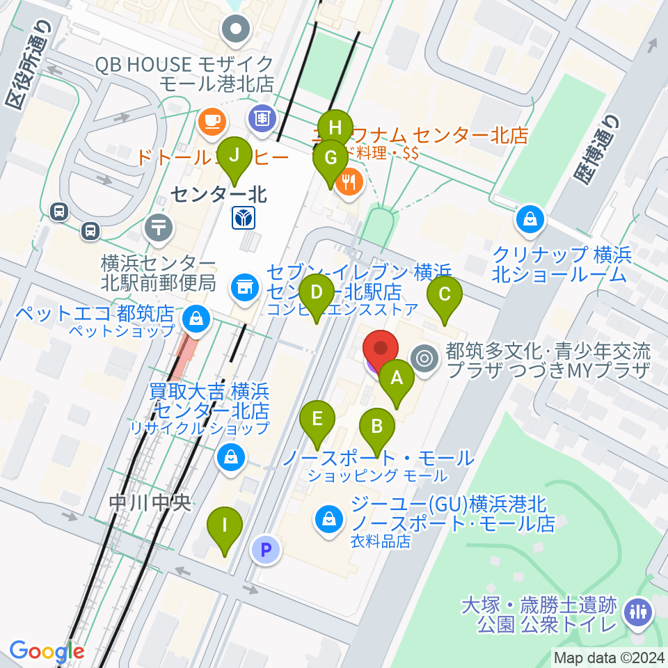 イオンシネマ港北ニュータウン周辺のカフェ一覧地図