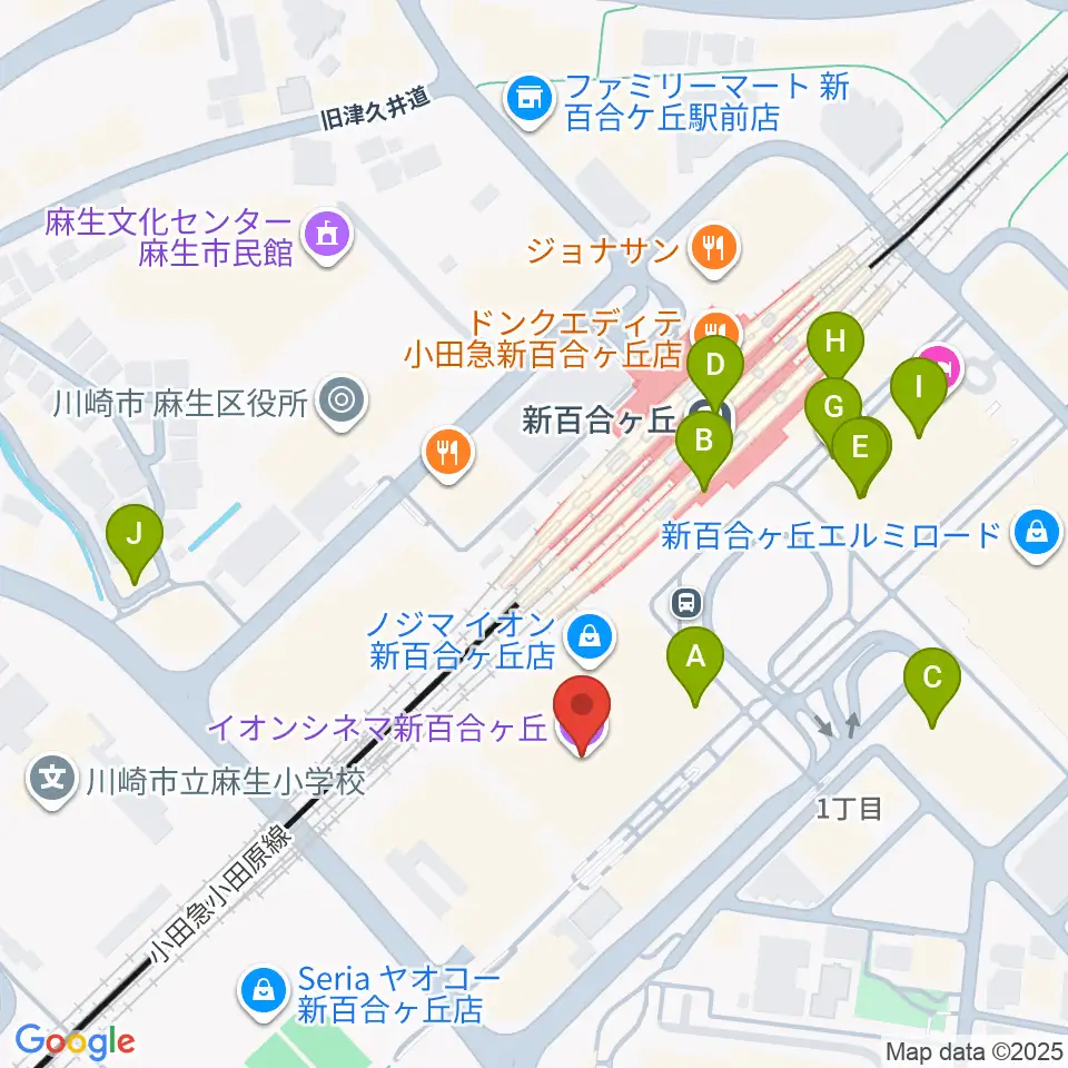 イオンシネマ新百合ヶ丘周辺のカフェ一覧地図
