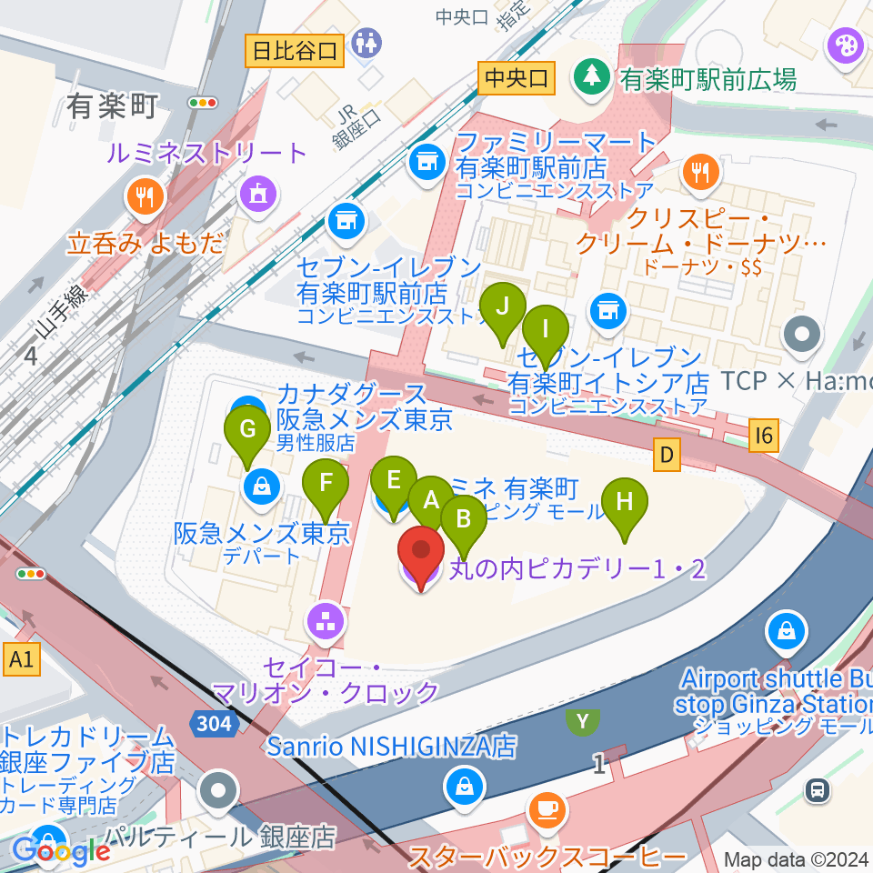 丸の内ピカデリー周辺のカフェ一覧地図