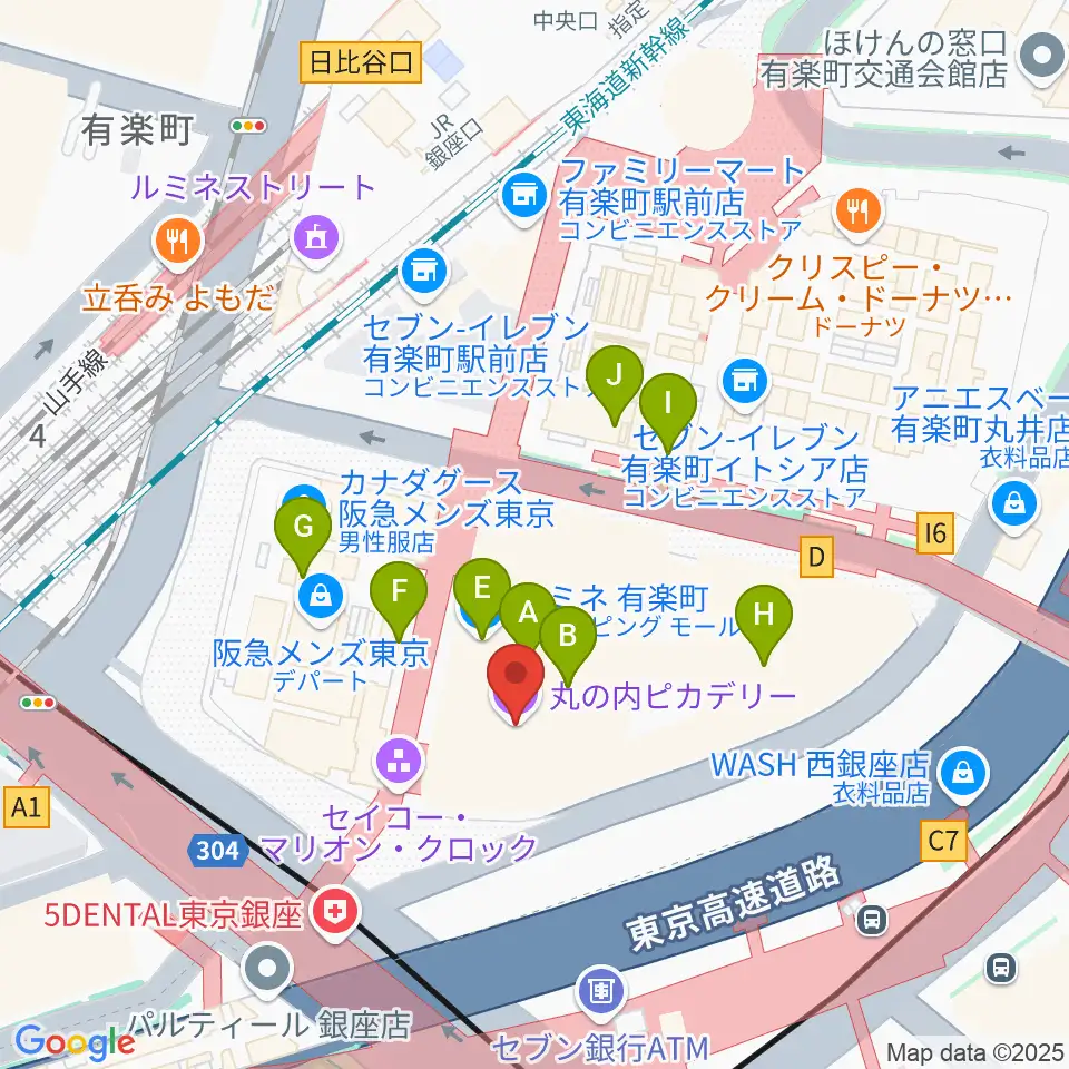 丸の内ピカデリー周辺のカフェ一覧地図