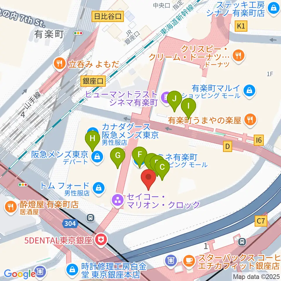 丸の内ピカデリー周辺のカフェ一覧地図
