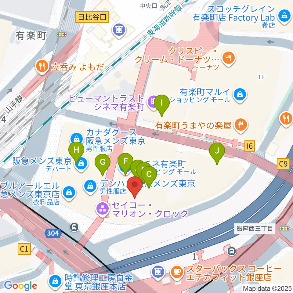丸の内ピカデリー周辺のカフェ一覧地図
