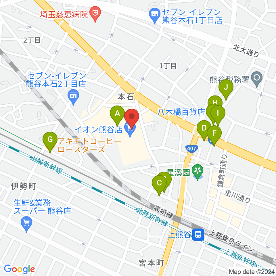 イオンシネマ熊谷周辺のカフェ一覧地図
