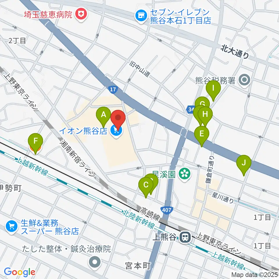 イオンシネマ熊谷周辺のカフェ一覧地図