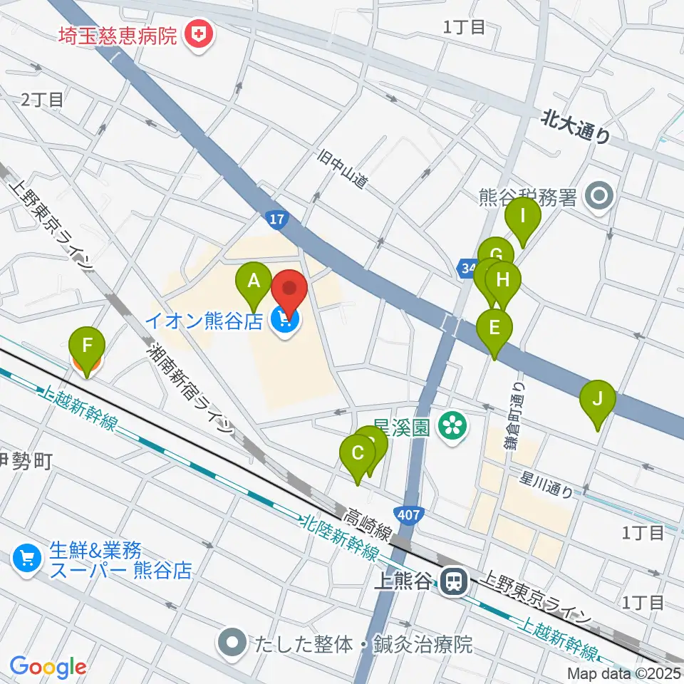 イオンシネマ熊谷周辺のカフェ一覧地図