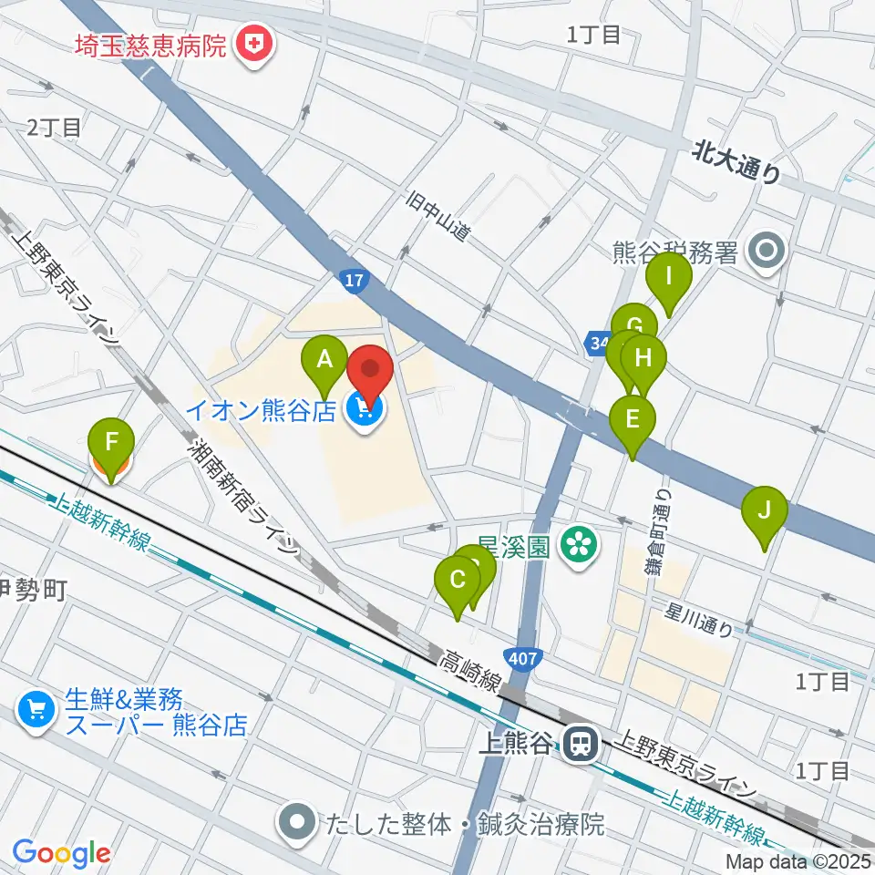 イオンシネマ熊谷周辺のカフェ一覧地図