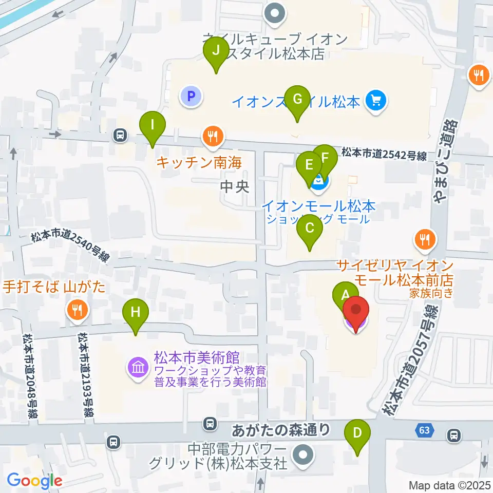 イオンシネマ松本周辺のカフェ一覧地図
