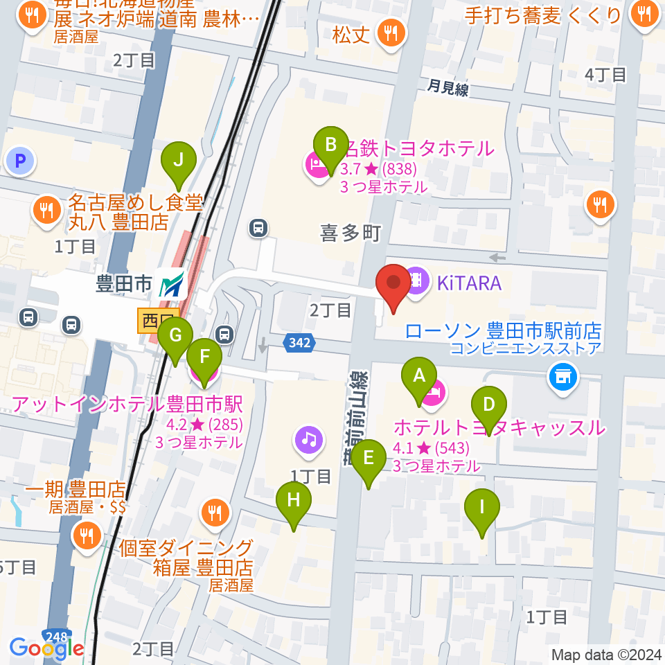 イオンシネマ豊田KiTARA周辺のカフェ一覧地図