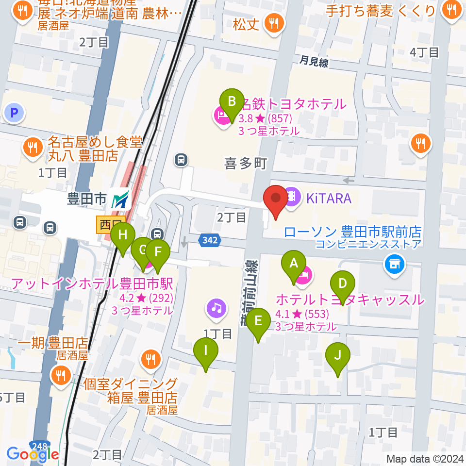 イオンシネマ豊田KiTARA周辺のカフェ一覧地図