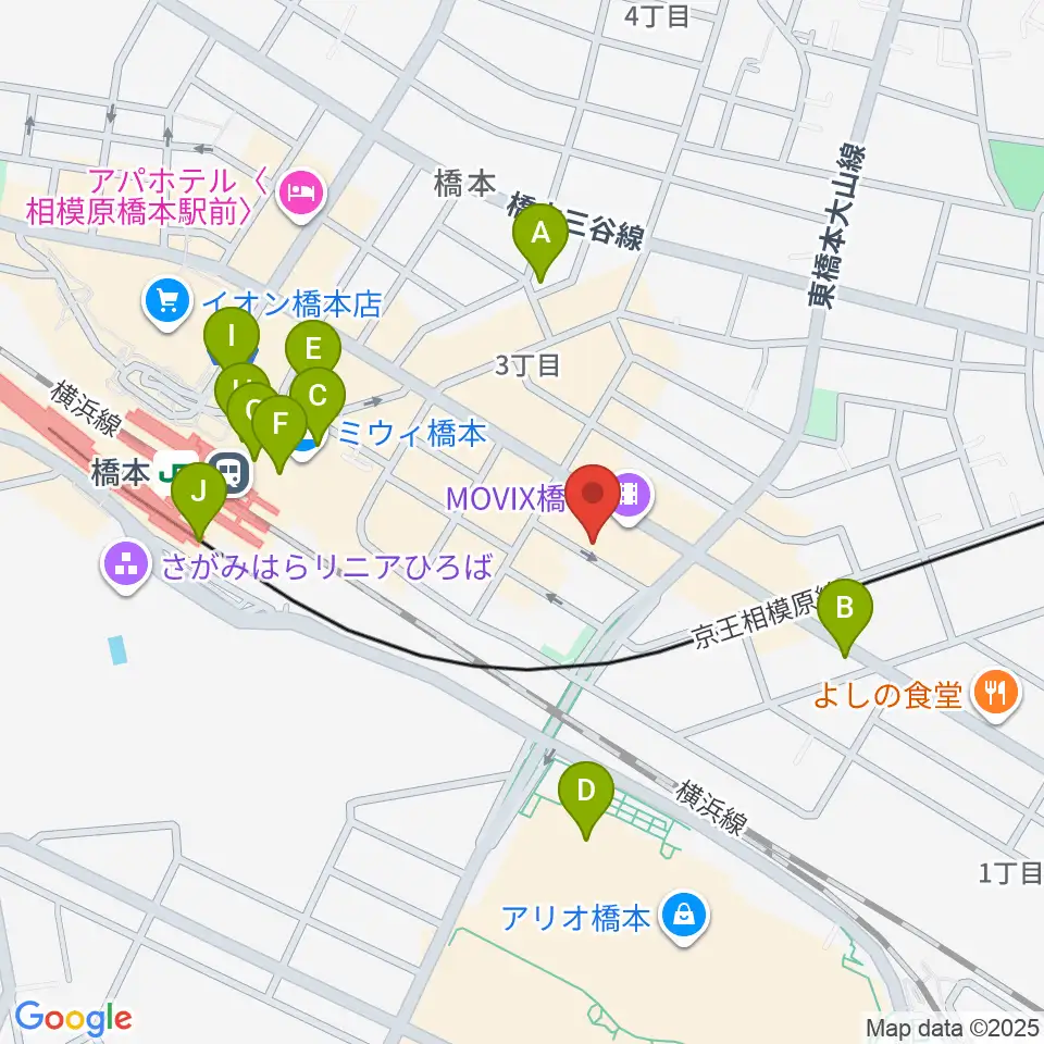 MOVIX橋本周辺のカフェ一覧地図