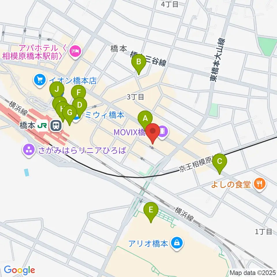 MOVIX橋本周辺のカフェ一覧地図