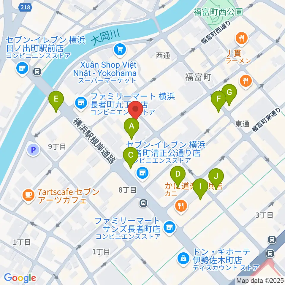 日ノ出町 試聴室その3周辺のカフェ一覧地図