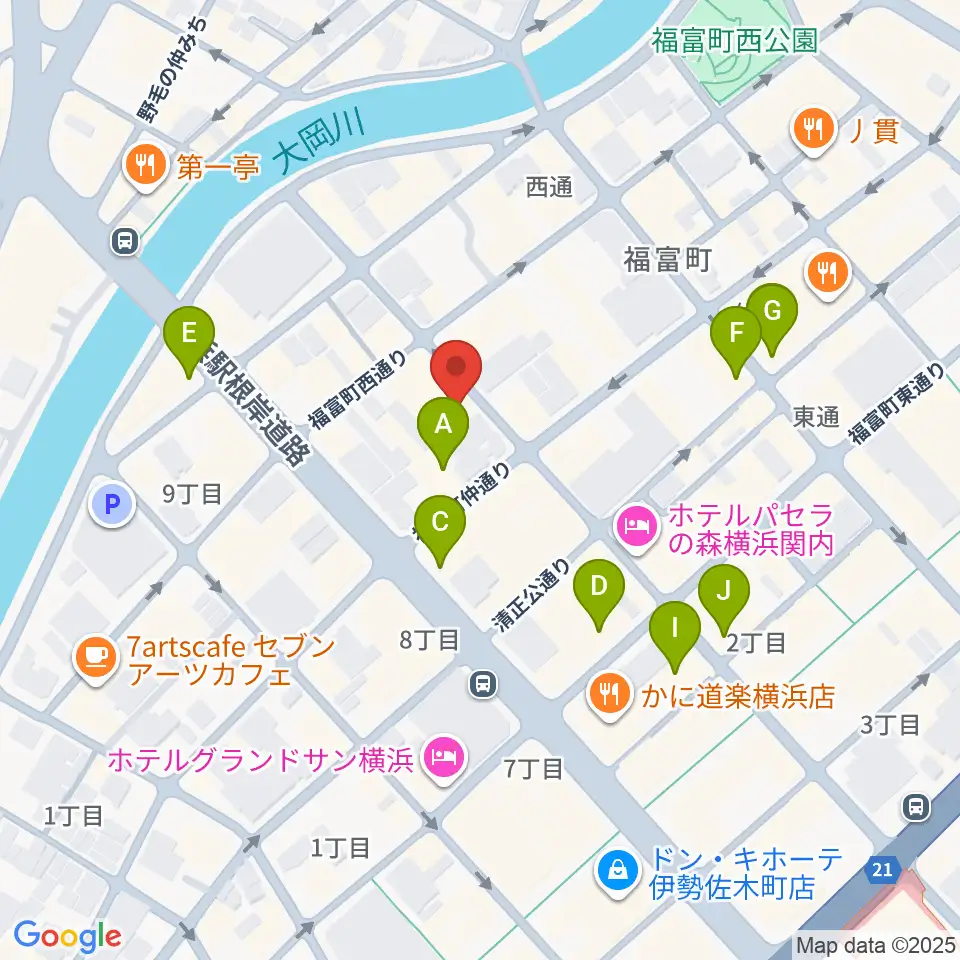 日ノ出町 試聴室その3周辺のカフェ一覧地図