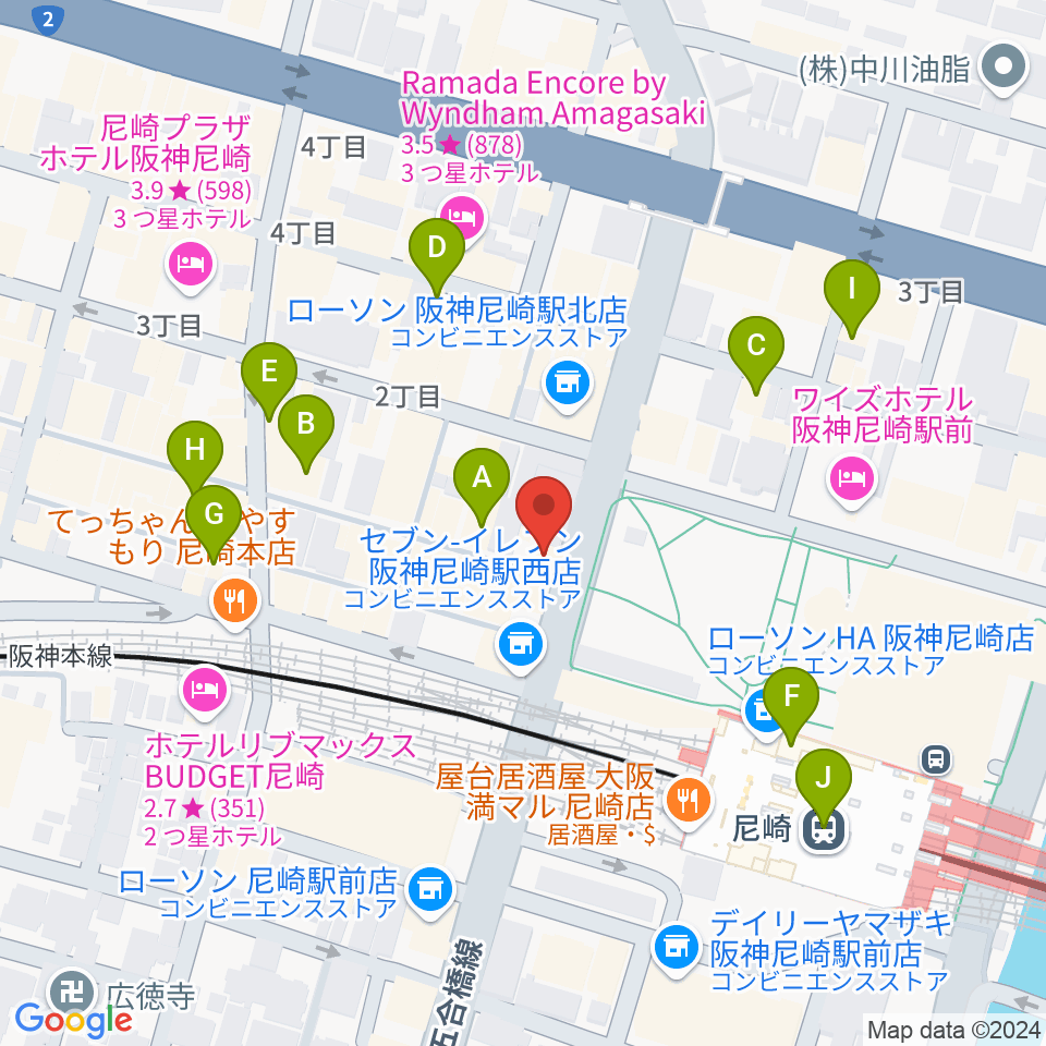 尼崎Scope周辺のカフェ一覧地図