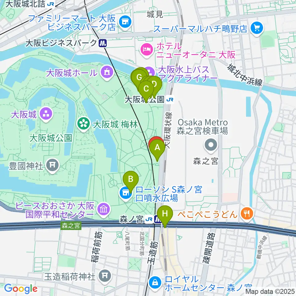 クールジャパンパーク大阪周辺のカフェ一覧地図