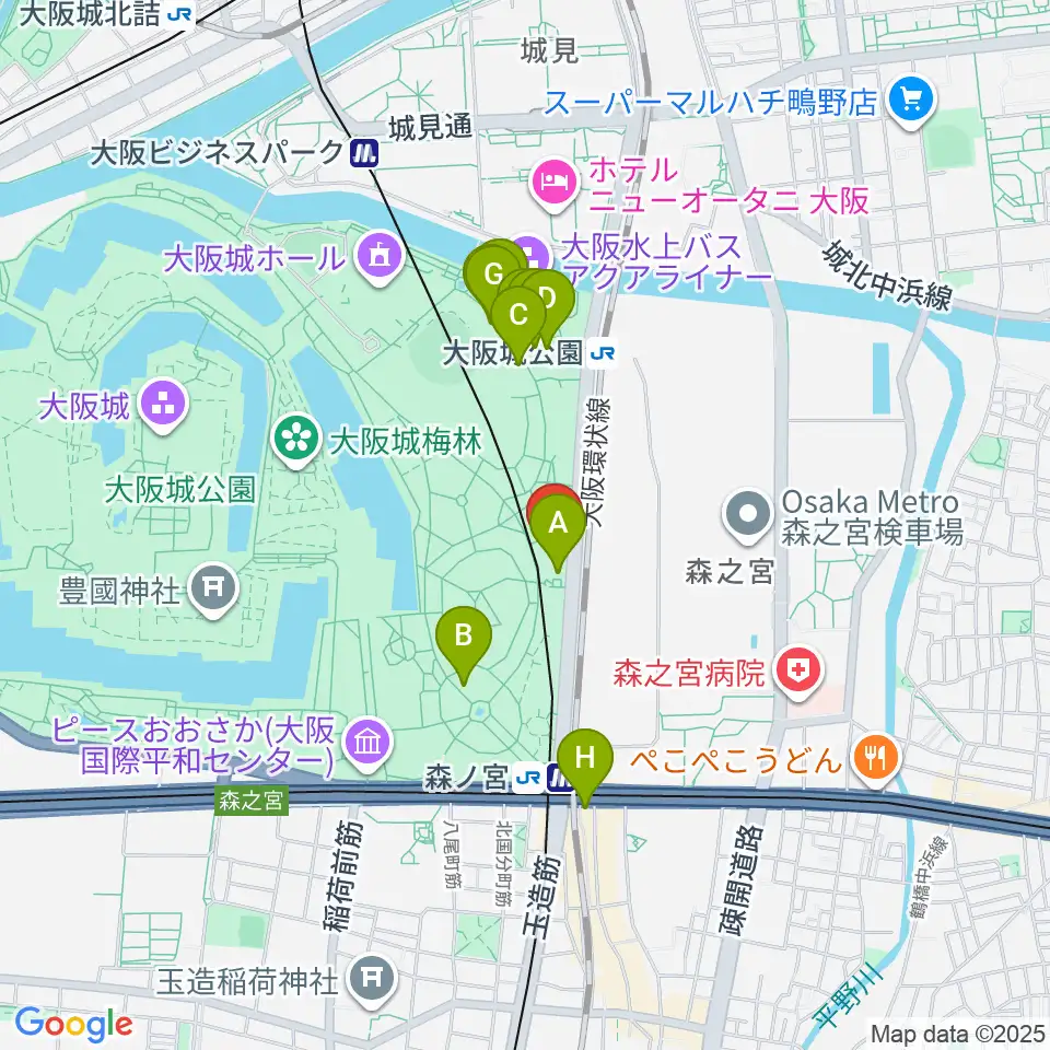 クールジャパンパーク大阪周辺のカフェ一覧地図