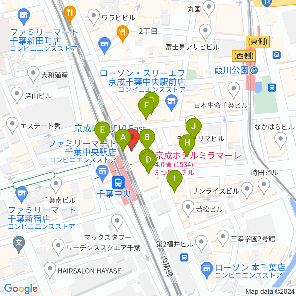 京成ローザ10周辺のカフェ一覧地図
