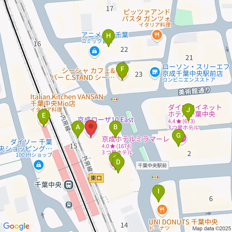 京成ローザ10周辺のカフェ一覧地図