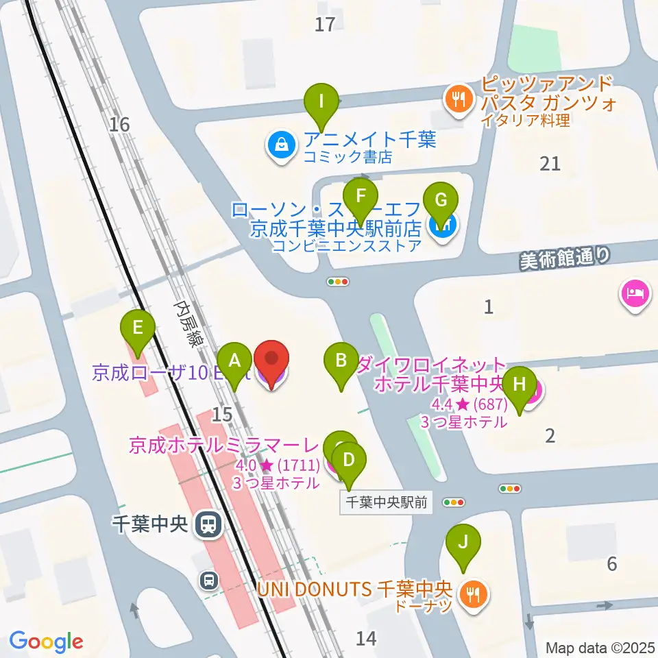 京成ローザ10周辺のカフェ一覧地図
