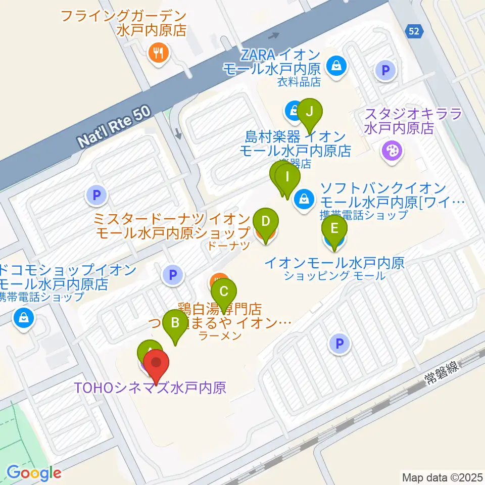 TOHOシネマズ水戸内原周辺のカフェ一覧地図