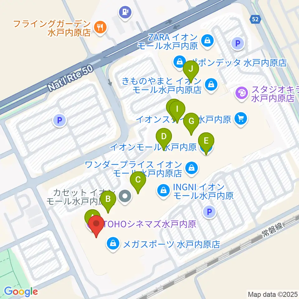 TOHOシネマズ水戸内原周辺のカフェ一覧地図