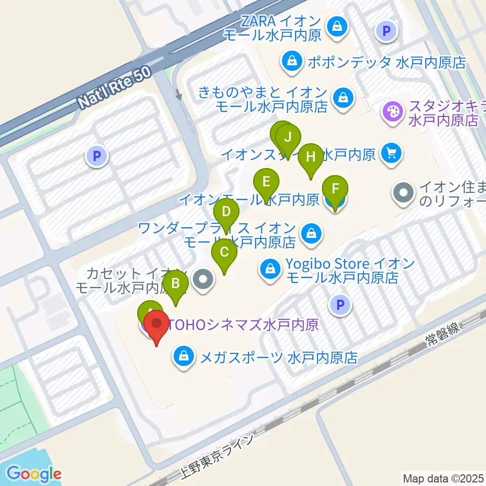 TOHOシネマズ水戸内原周辺のカフェ一覧地図