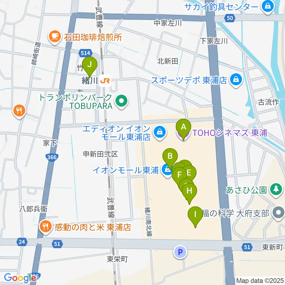 TOHOシネマズ東浦周辺のカフェ一覧地図