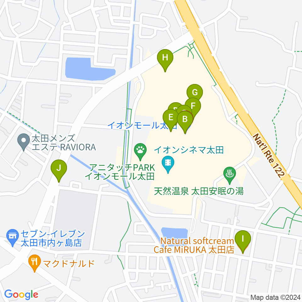 イオンシネマ太田周辺のカフェ一覧地図