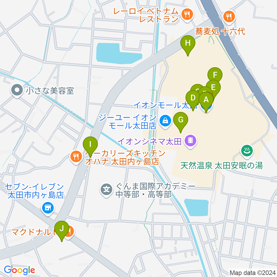 イオンシネマ太田周辺のカフェ一覧地図