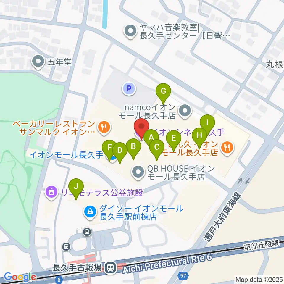 イオンシネマ長久手周辺のカフェ一覧地図