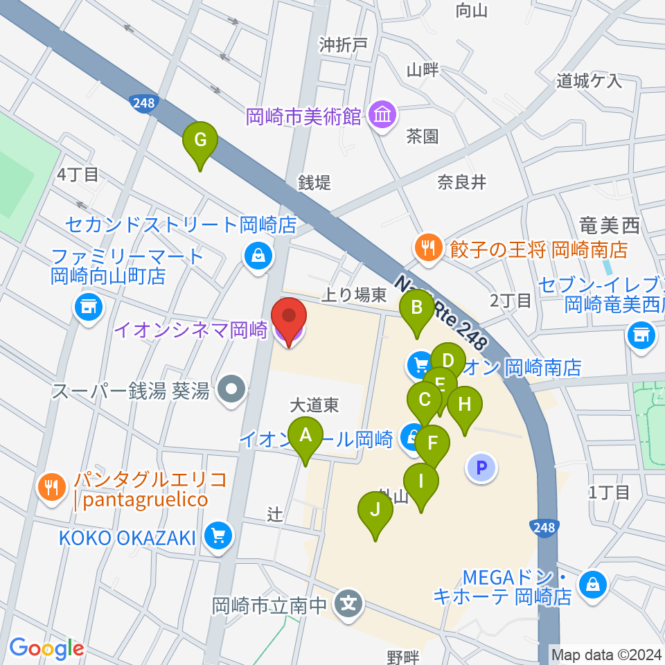 イオンシネマ岡崎周辺のカフェ一覧地図