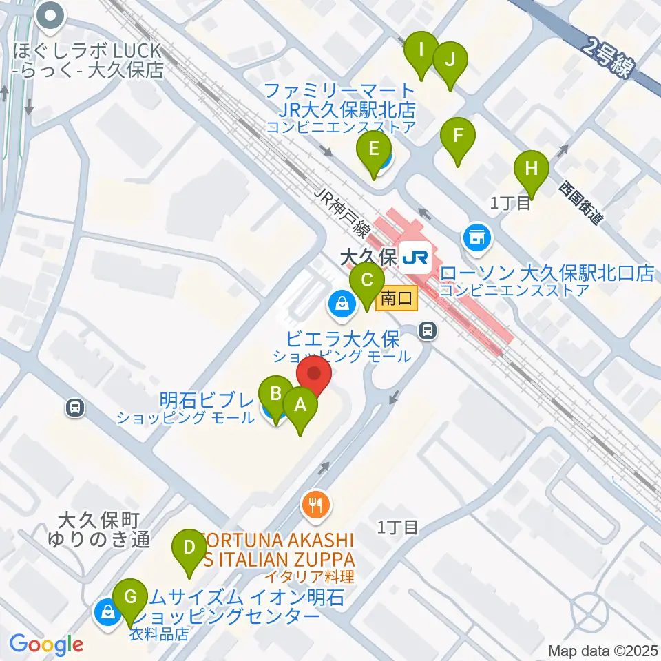 イオンシネマ明石周辺のカフェ一覧地図