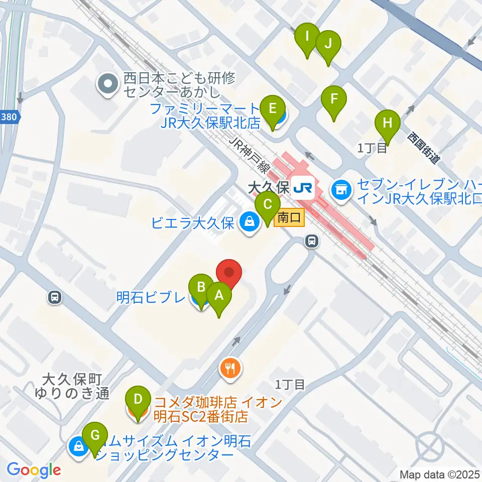 イオンシネマ明石周辺のカフェ一覧地図