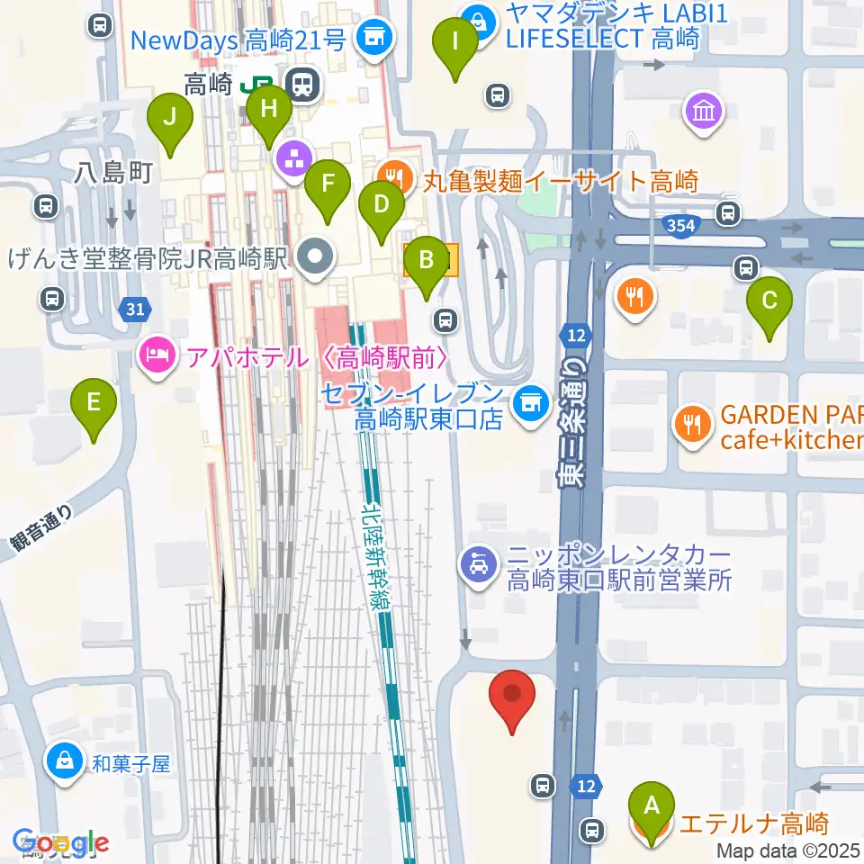 109シネマズ高崎周辺のカフェ一覧地図