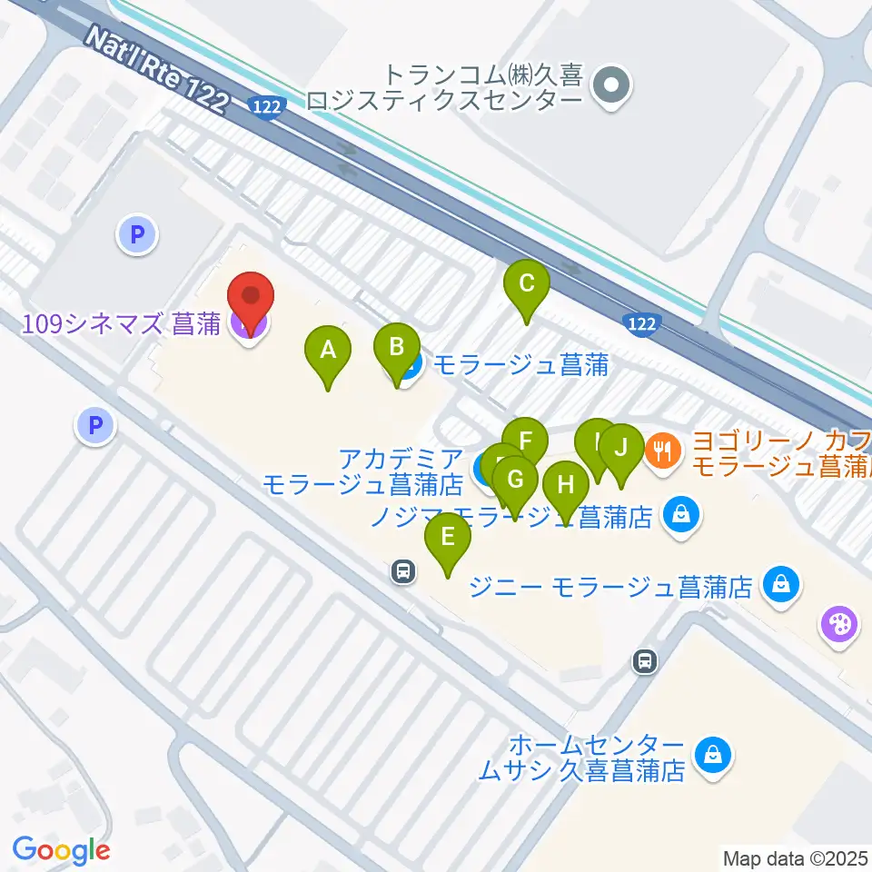 109シネマズ菖蒲周辺のカフェ一覧地図
