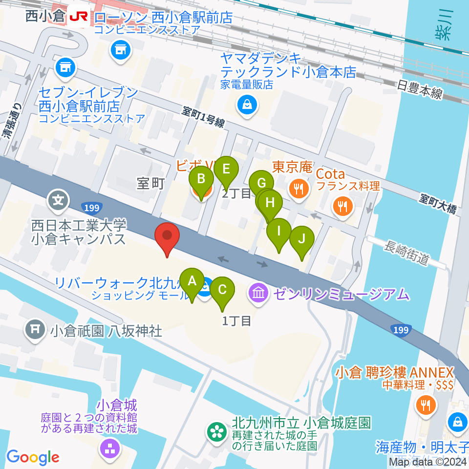 T・ジョイ リバーウォーク北九州周辺のカフェ一覧地図