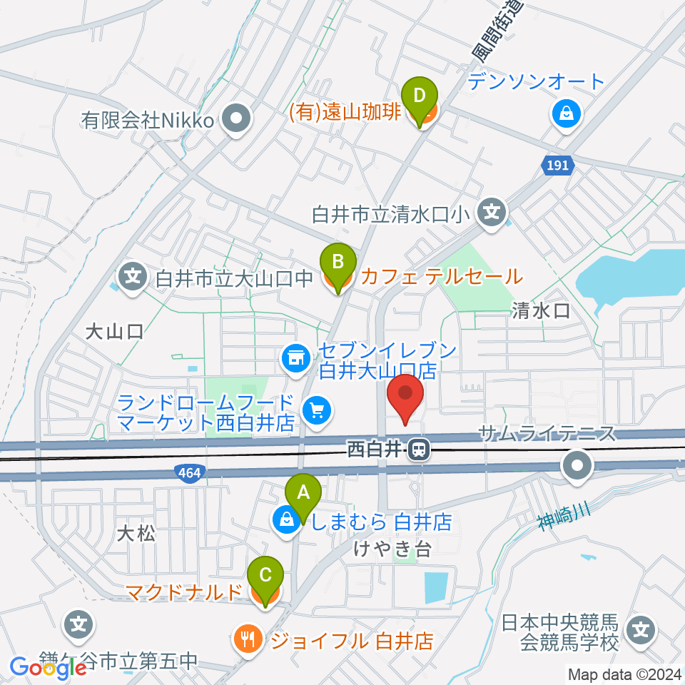 アンズハウス周辺のカフェ一覧地図