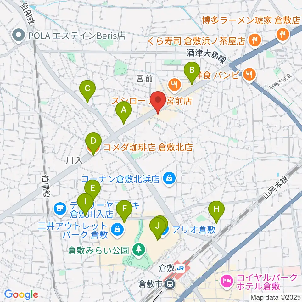 中川楽器周辺のカフェ一覧地図