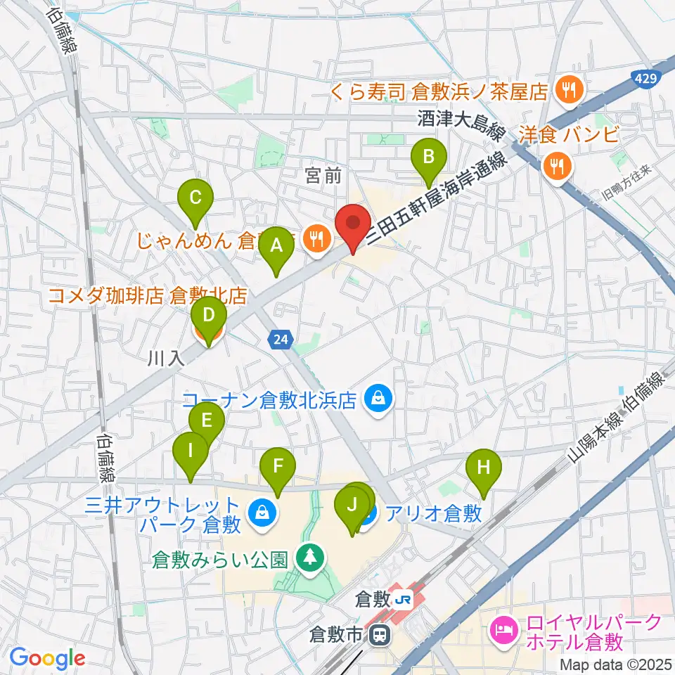 中川楽器周辺のカフェ一覧地図