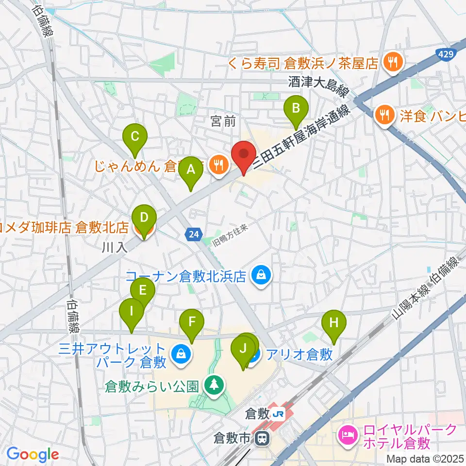 中川楽器周辺のカフェ一覧地図
