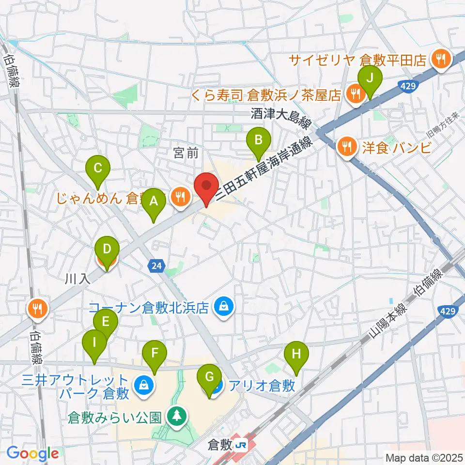 中川楽器周辺のカフェ一覧地図