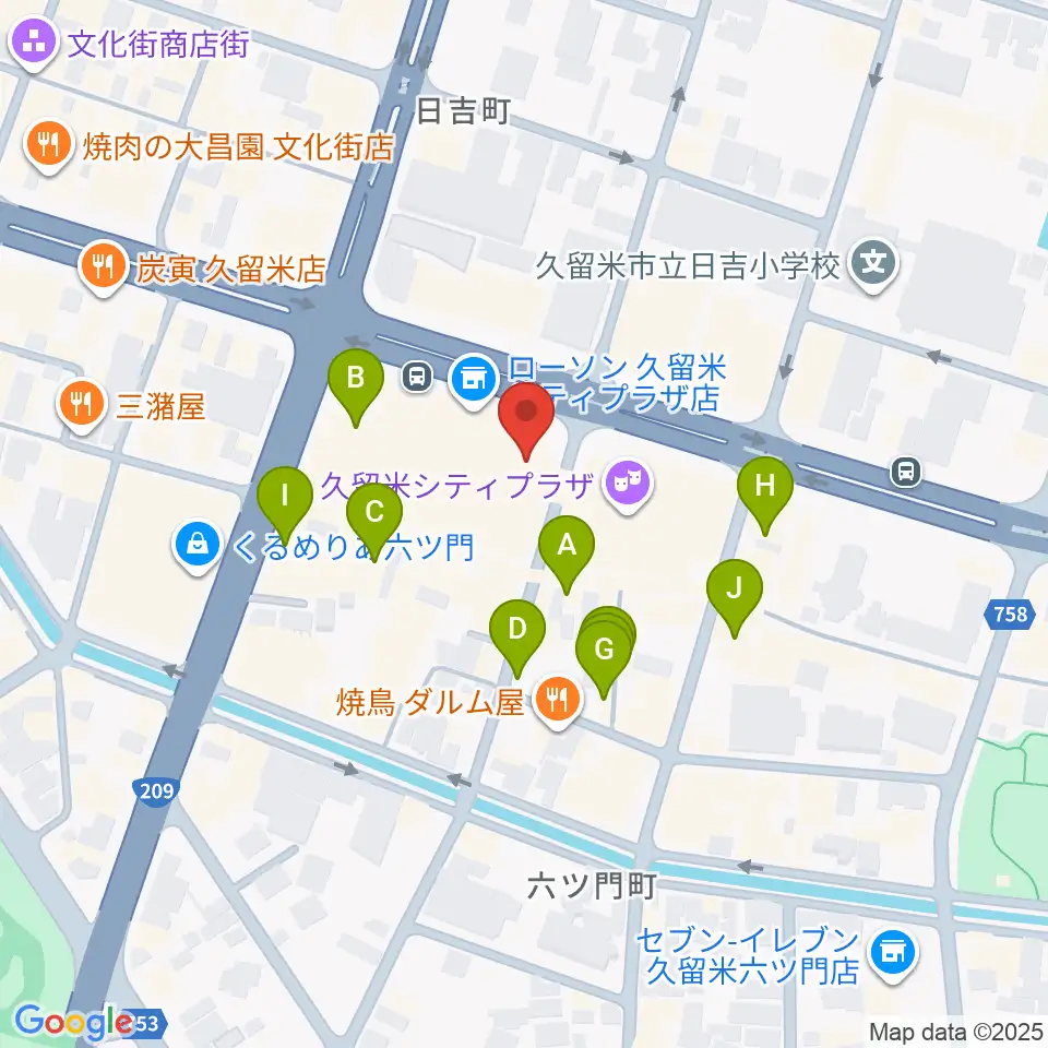 小川楽器 久留米シティプラザ店周辺のカフェ一覧地図