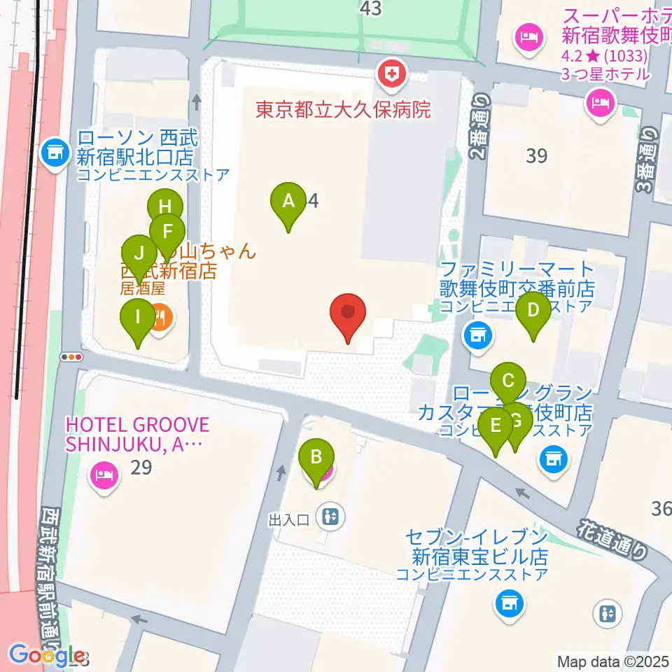 ちんだみ三線店 新宿店周辺のカフェ一覧地図