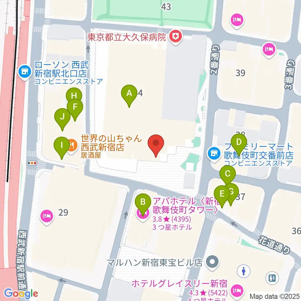 ちんだみ三線店 新宿店周辺のカフェ一覧地図