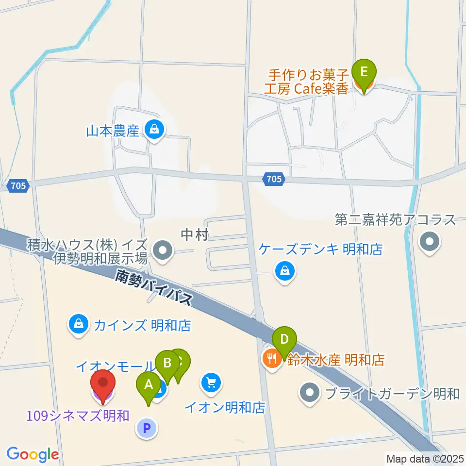 109シネマズ明和周辺のカフェ一覧地図