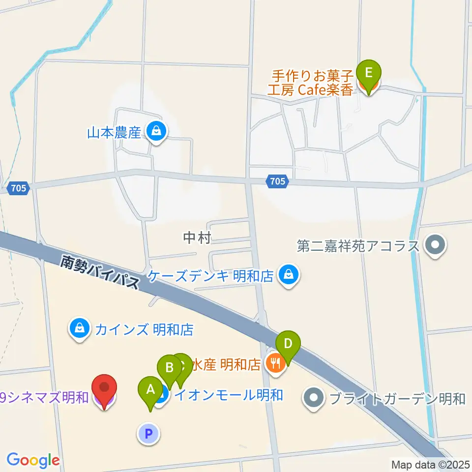 109シネマズ明和周辺のカフェ一覧地図