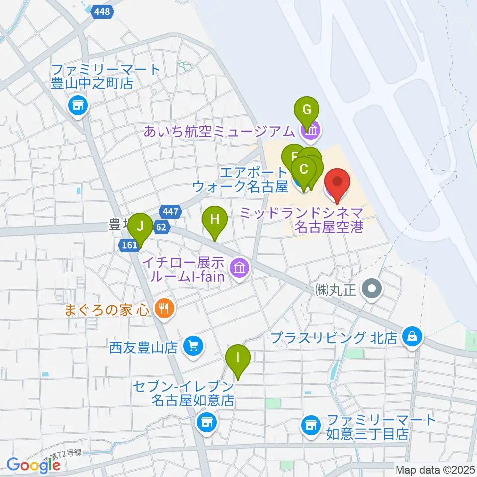 ミッドランドシネマ名古屋空港周辺のカフェ一覧地図