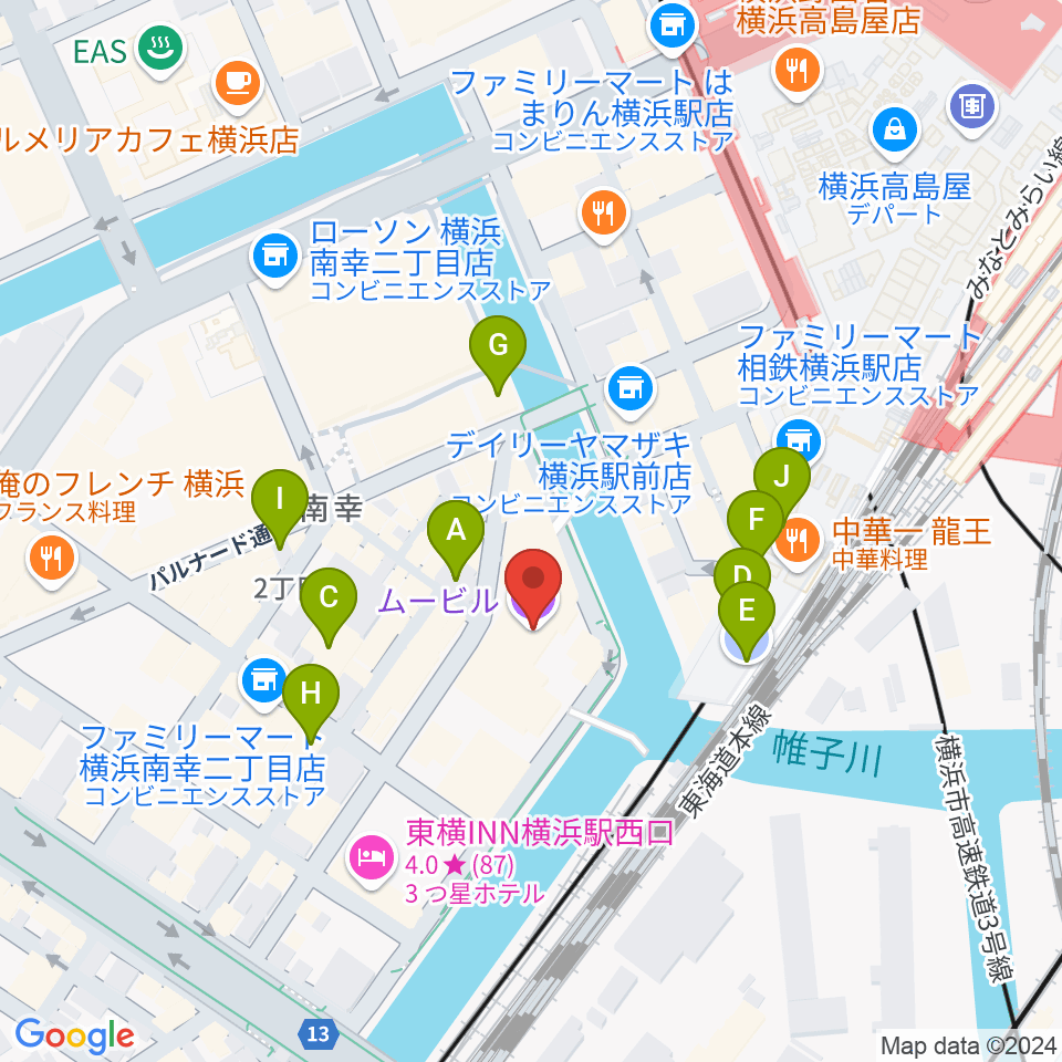 ムービル周辺のカフェ一覧地図