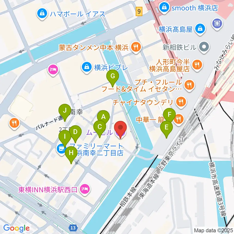 ムービル周辺のカフェ一覧地図
